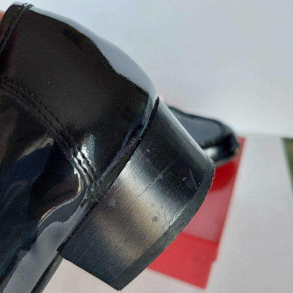 Salvatore FERRAGAMO Woman's Black Loafer Patten Learther Block Heal W/Box - Picture 3 of 16